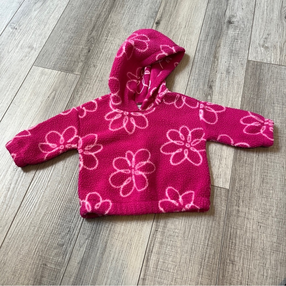 Carter’s Pink Floral Fleece Baby Hoodie - Size 9M - Cozy Floral Fall Winter Cute
